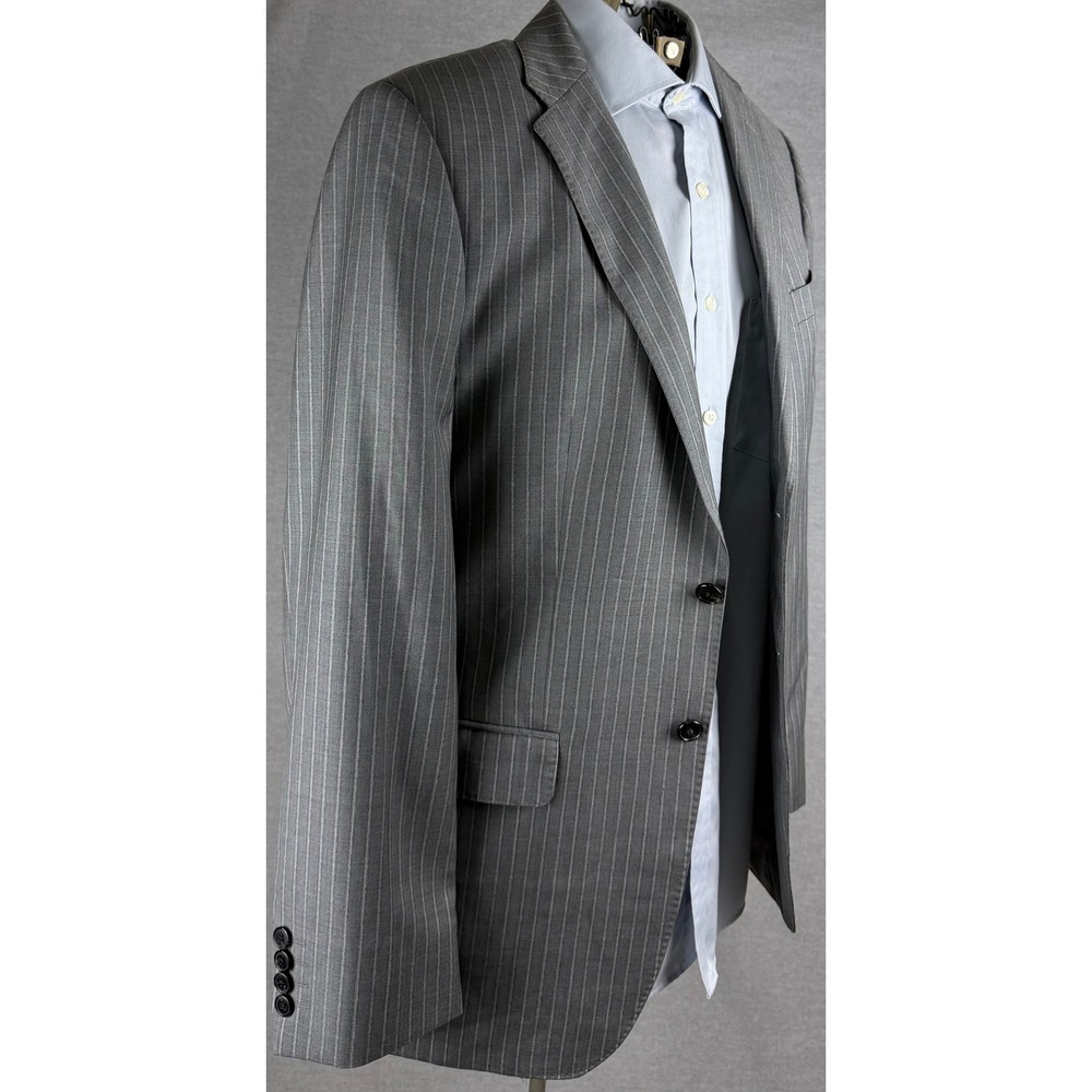 Ermenegildo Zegna Saks Fifth Avenue Grey Pinstripe Wool Silk Blazer 40R 3510/2FP